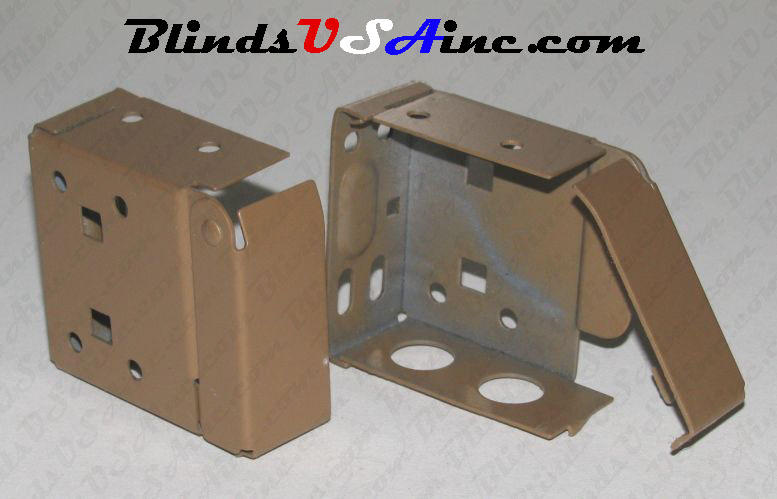 Horizontal blind box end brackets, High Profile, color is cocoa
