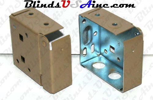 Horizontal blind box end brackets, High Profile, color is camel