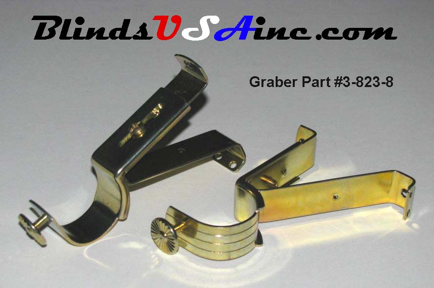 Graber Adjustable Wood Pole Support Brackets For 1-3/8" Pole, part #3-823-8 brass