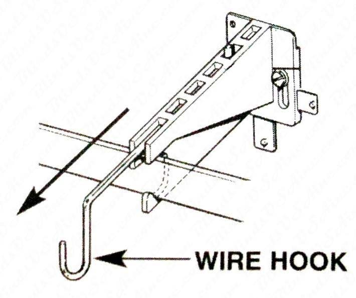 Graber Lock-Seam Curtain Rod Replacement Support Bracket with Wire Support for 4-729-12 and 7-733-12 rods, diagram