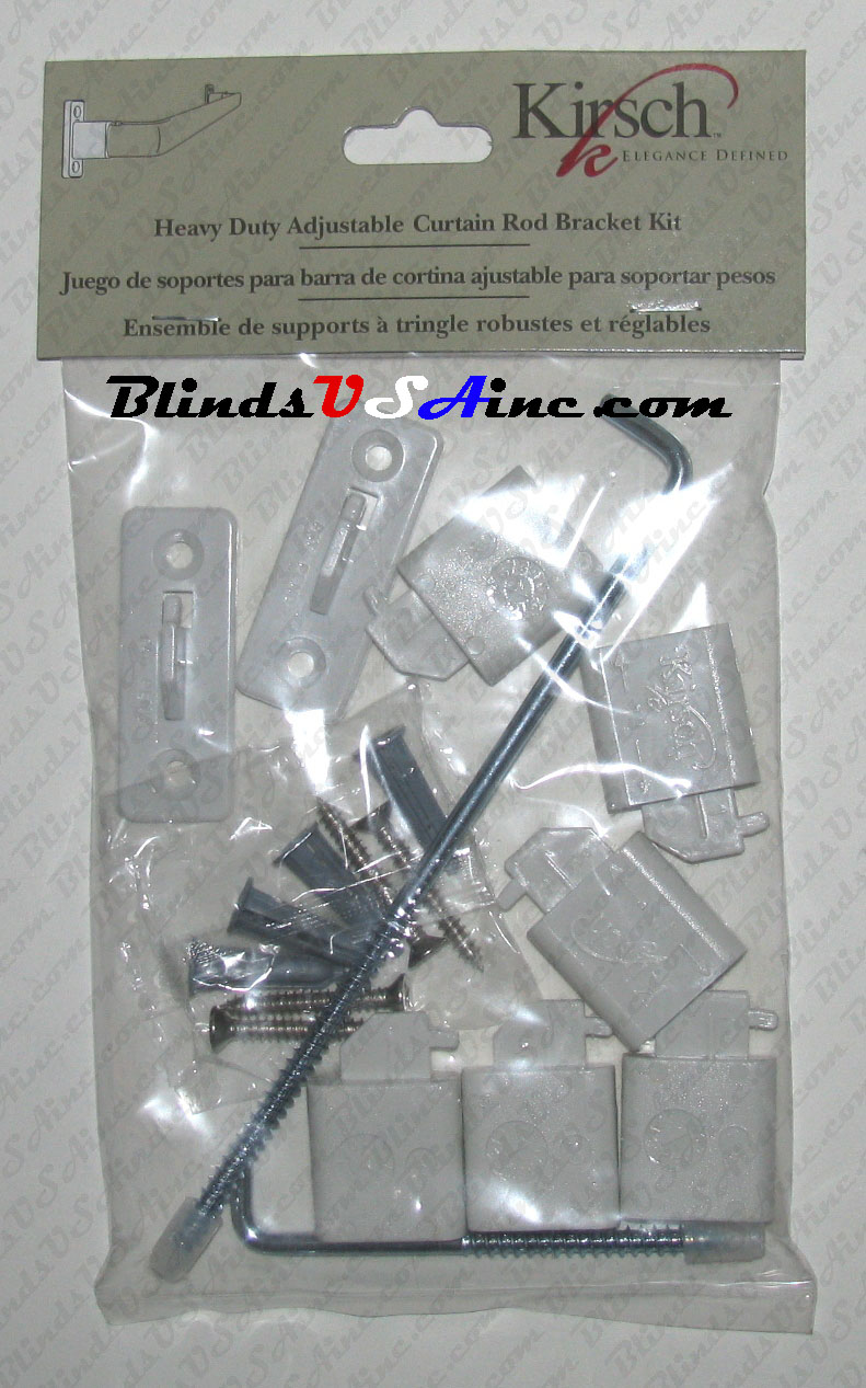 Kirsch heavy duty adjustable curtain rod bracket kit, kirsch part # 6105-025, packaged view