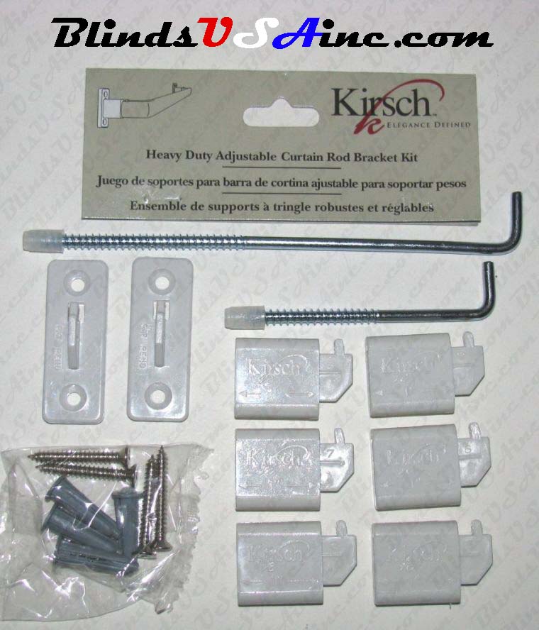 Kirsch heavy duty adjustable curtain rod bracket kit, kirsch part # 6105-025, contents view