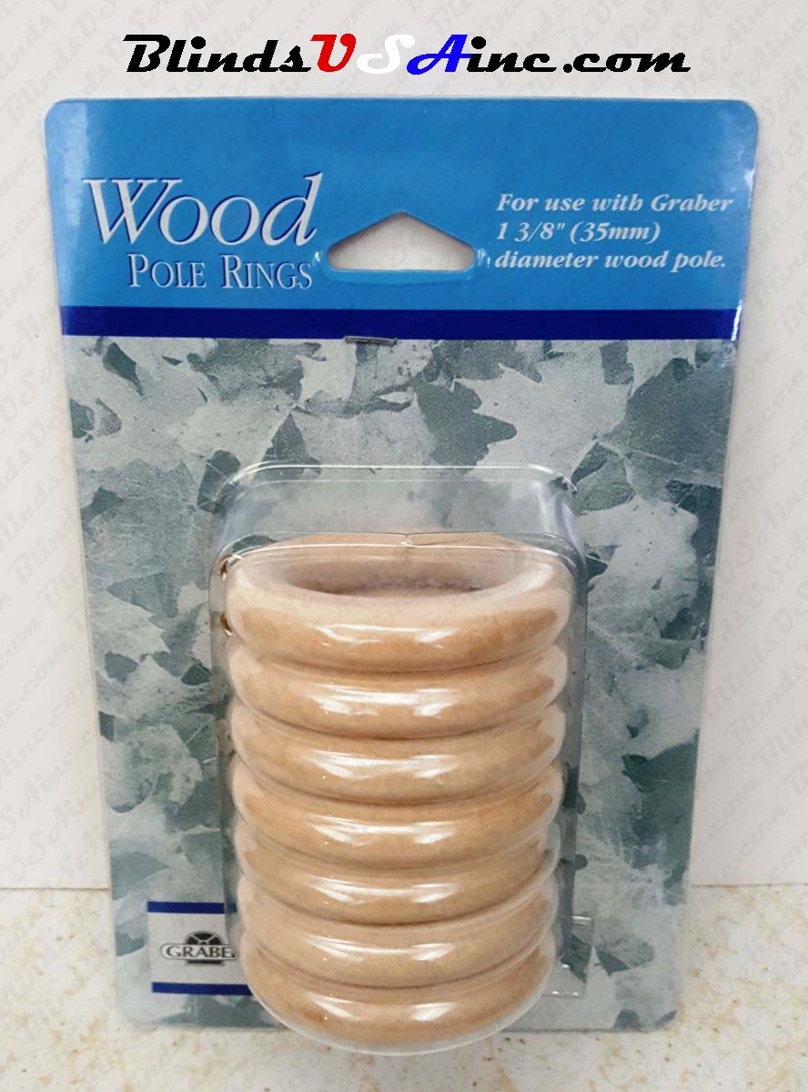 Graber 1-3/8" Wood Pole Ring, pack of 7, finish natural, Part # 3-552-0
